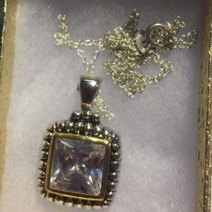 925 silver 14K gold 6.96 Carat CZ Pendant Necklace